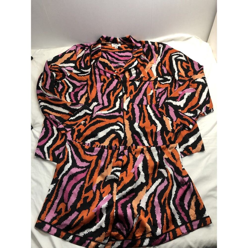 DIANE VON FURSTENBERG FOR TARGET Top & Shorts Disco Zebra Pink Pajama Size XXL
